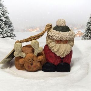 Vintage Christmas Crazy Mountain Santa / Reindeer 3" Tall Ornament